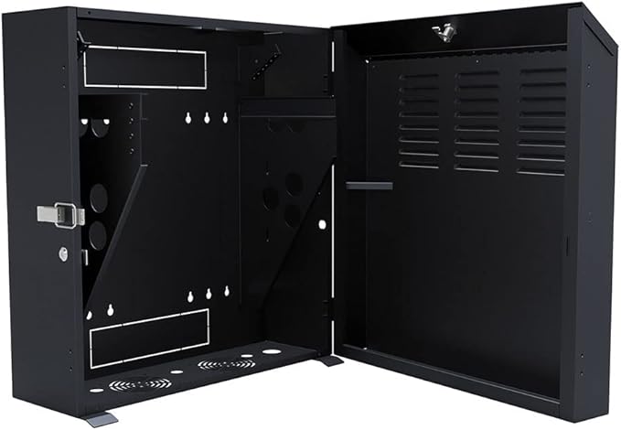 NavePoint 6U Vertical Server Rack Enclosure, Low Profile, 19.6" Deep, Max Weight Capacity 132lbs - 6U Network Cabinet Vertical Wall Mount, Perforated, Black
