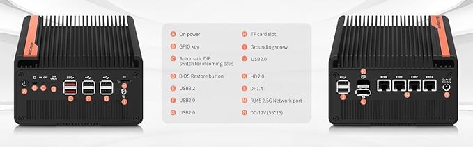 Mini PC NAS 5 M.2 Nvme Pocket NAS Small PC,4X2.5GbE LAN Mirco Desktop Computer 2HD 4K@60HZ,Router/QNAS/Firewall DDR5 for Office Business (N150-No Memory, no Hard Drive)