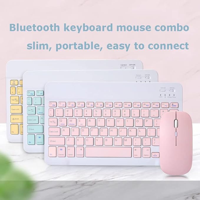 Bluetooth Wireless Keyboard and Mouse Combo,Ultra-Slim Ergonomic Small Rechargeable Bluetooth Keyboard Mouse Set for Apple iPad iPhone Samsung Tablet Phone Android PC Computer Mac Smartphone(Green)