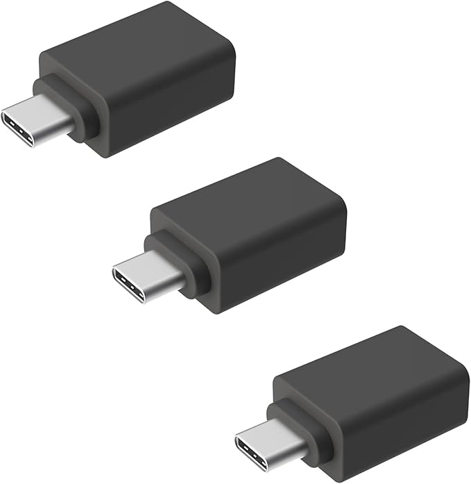 ienza USB-C to USB-A Adapter Converter for MacBook, PC, Android, iPhone, Receiver Dongle, Keyboard, Mouse, Webcam, Camera File Transfer, Portable Hard Drive, Printer, Speaker, Headset & More (3-Pack)