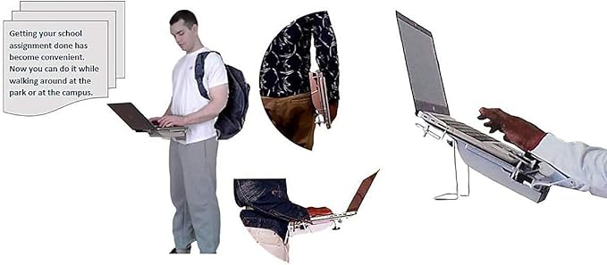 XTOP - Advanced Portable Desk for Laptop Computers, Gravity Defying Mobile Desk for Laptops - for use While Standing, Walking Around, Sitting, Reclining or Lying in Bed (Silver)