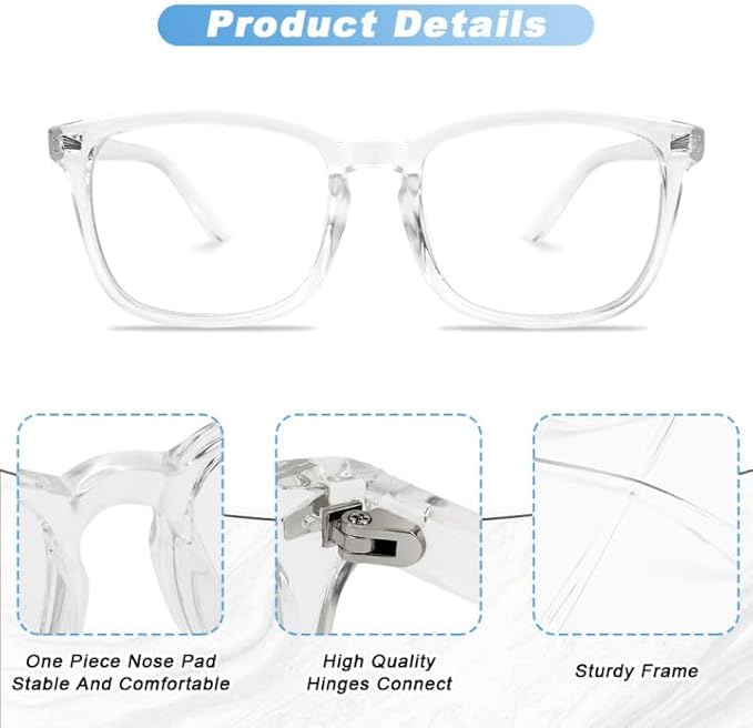 NZKNP Blue Light Glasses for Woman Men,Blue Light Blocking Glasses,Clear Glasses