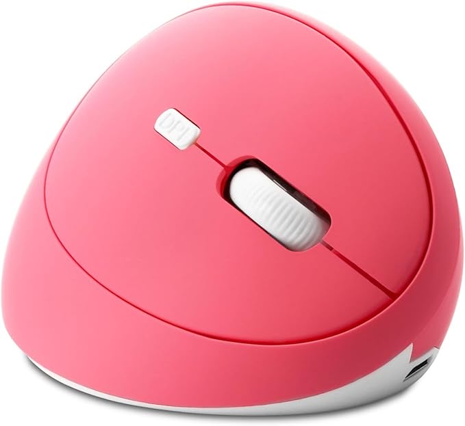 Thanice Vertical Wireless Mouse,2.4G Rechargeable Ergonomic High Precision Optical Silent Cordless Computer Mice with 6 Buttons, 3-DPI Adjustable, USB Receiver for Laptop PC Mac Notebook(Pink)