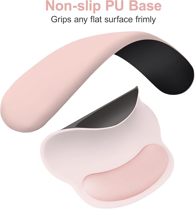 MOSISO Wrist Rest for Keyboard Mouse Pad Set, Large Gaming Deskpad&Circle Curved Mousepad&Keyboard Wrist Rest&Coaster, Ergonomic Non-Slip Mousepad&Easy Typing Pad with Silicone Lining, Baby Pink