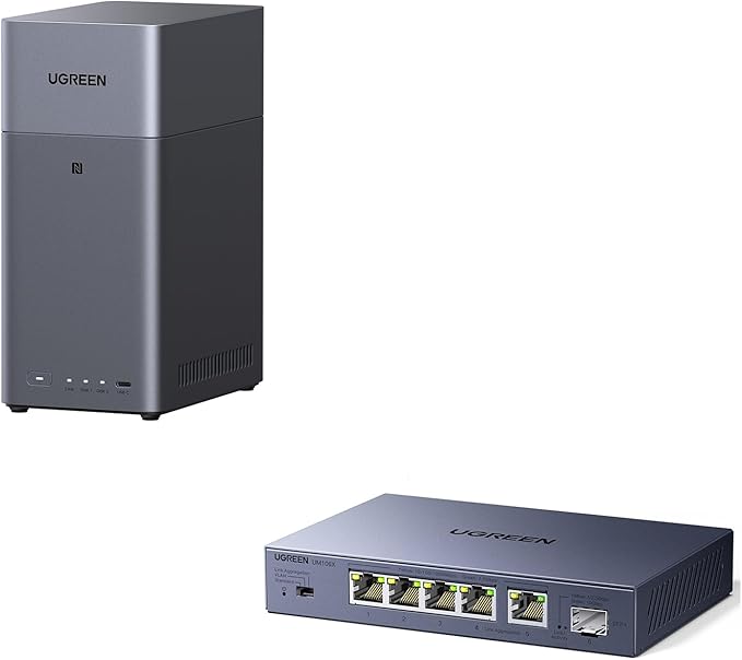UGREEN NASync DH2300 2-Bay Desktop NAS Bundle with 2.5gb Switch