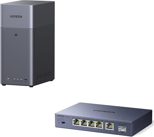 UGREEN NASync DH2300 2-Bay Desktop NAS Bundle with 2.5gb Switch