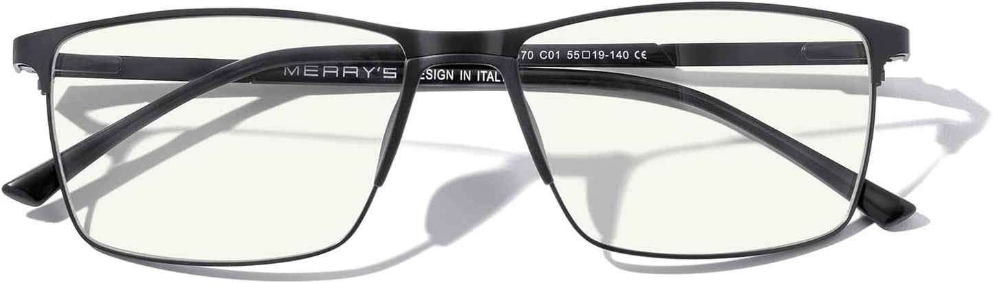 MERRY'S Fashion Blue Light Blocking Glasses - Reading Glasses Metal Frame Spring Hinge Readers for Men Eyeglasses