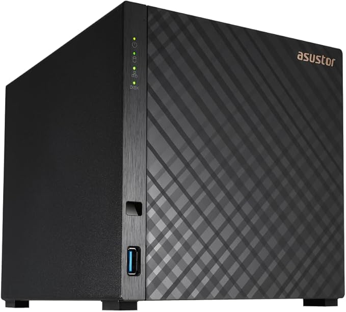 Asustor Drivestor 4 Gen 2 AS1204T, 4 Bay NAS, Quad-Core 1.7GHz CPU, 2.5GbE Port, 1GB DDR4, 3 USB 3.0, Network Attached Storage for Personal and Home Cloud Backup (Diskless)