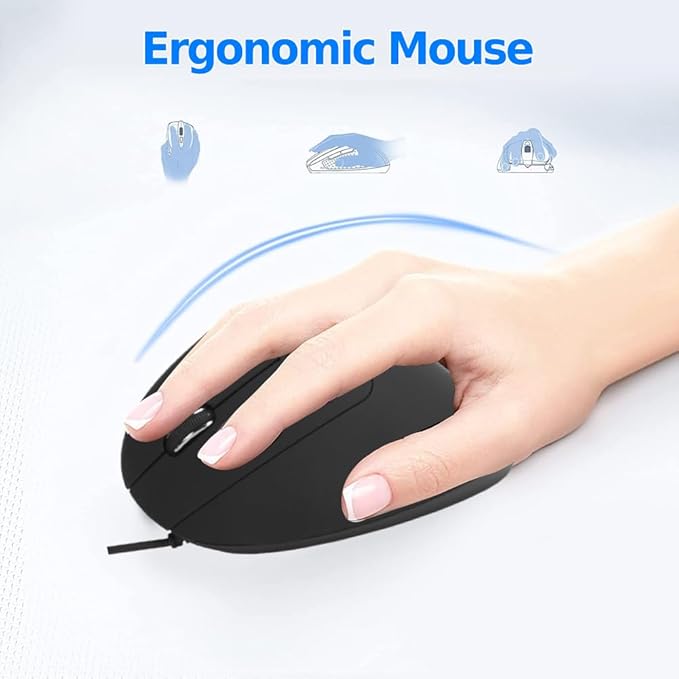 Wired Left Hand Mouse,Vertical Left Hand Mouse,Mouse Vertical Ergonomic 800/1200/1600DPI USB Optical Mouse,Easy to Use. (Left Hand Wired)