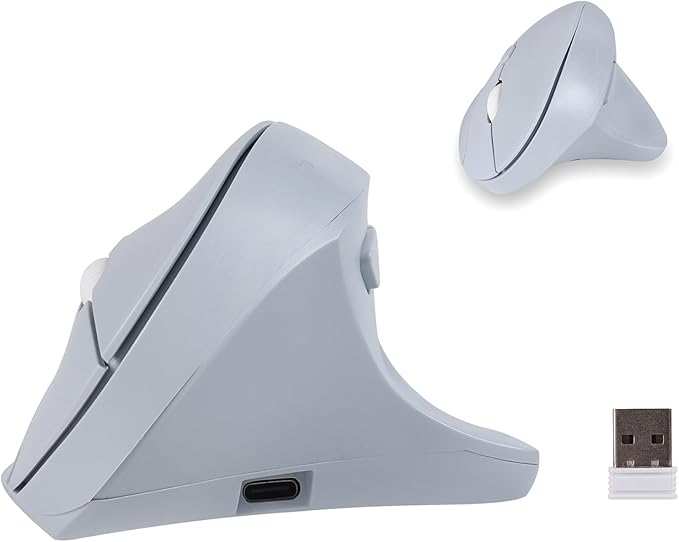 Wireless Silent Ergonomic Vertical Mouse - Dual Mode 2.4G/Bluetooth, Rechargeable Type C, Pain Relief for Office and Home Use, Compatible with Laptop & PC (Blule)