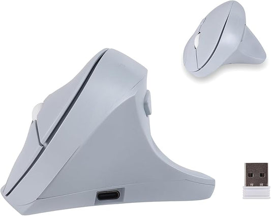 Wireless Silent Ergonomic Vertical Mouse - Dual Mode 2.4G/Bluetooth, Rechargeable Type C, Pain Relief for Office and Home Use, Compatible with Laptop & PC (Blule)