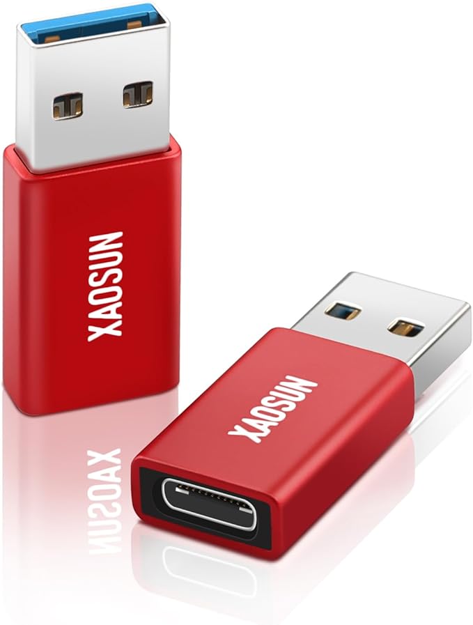 XAOSUN [10Gbps] USB C Female to USB Male Adapter (2-Pack), 3.1 USB A to C Adapter, One-Sided SuperSpeed Data Sync & 100W Fast Charging for iPhone 17/16 Plus Pro Max, Laptop, Charger, Quest Link, etc.