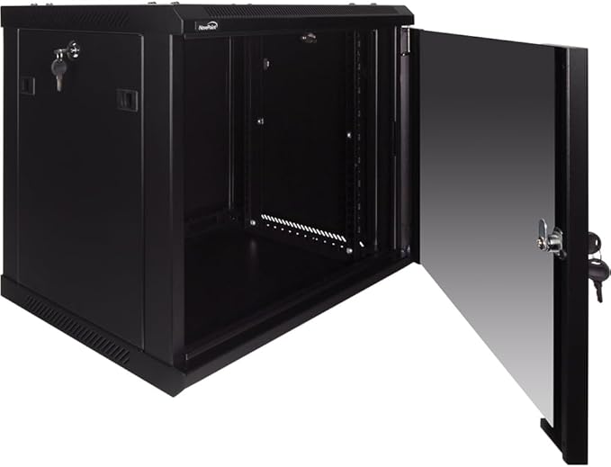 Navepoint 9U Deluxe IT Wallmount Cabinet Enclosure 19-Inch Server Network Rack with Locking Glass Door - Black