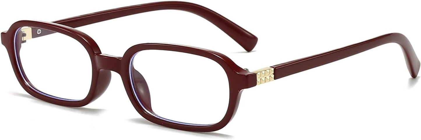 Retro Rectangle Glasses for Women Men Small Square Blue Light Blocking Glasses Vintage Eyeglasses
