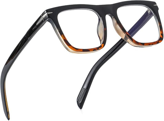 NIDOVIX Trendy Square Blue Light Blocking Glasses for Men Women, Fashion Frame Non-prescription Computer Glasses (Black/Tortoise)