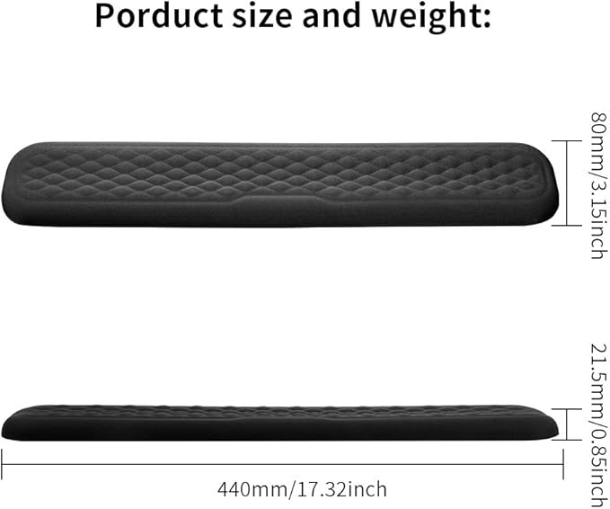 Vaydeer Keyboard Wrist Rest, Large Full Keyboard Support Pad, Memory Foam Hand Cushion for Desk, Ergonomic Computer Laptop Typing, Office Gaming Palm Arm Carpal Tunnel Pain Relief(17.32inch, Black)
