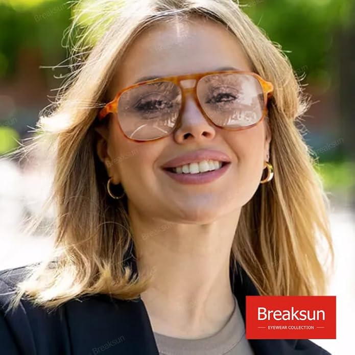 Oversized Square Aviator Glasses for Women Men Big Frame Retro Blue Light Blocking Glasses Vintage Style