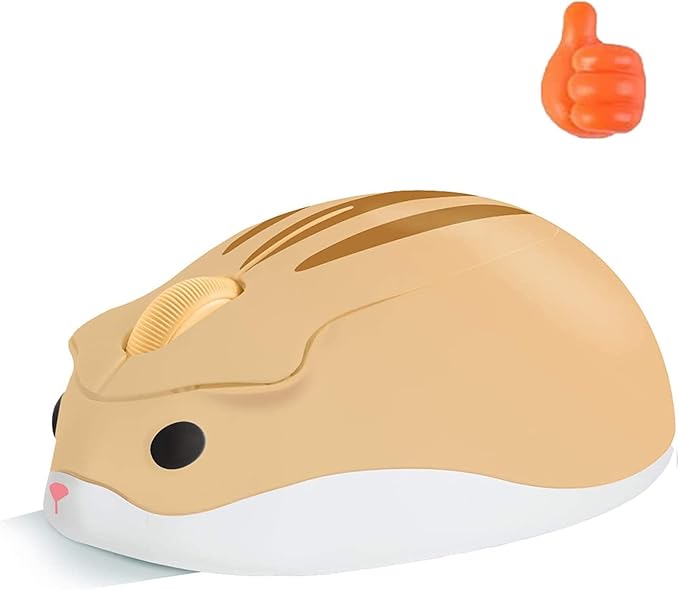 elec Space Cute Animal Hamster Shape Wireless Mouse - Silent, 3-Button Design for Laptop & PC; Includes Random Color Cable Clip - Perfect Computer Mouse