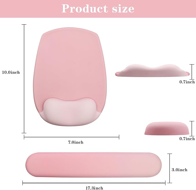 Wrist Rest for Keyboard and Mouse, Ergonomic Gel Computer Keyboard Wrist Rest with Memory Foam, Keyboard Wrist Support Pad for Long Hours of Work, Gaming, Studying-Relieve Wrist Pain (GD-Pink)