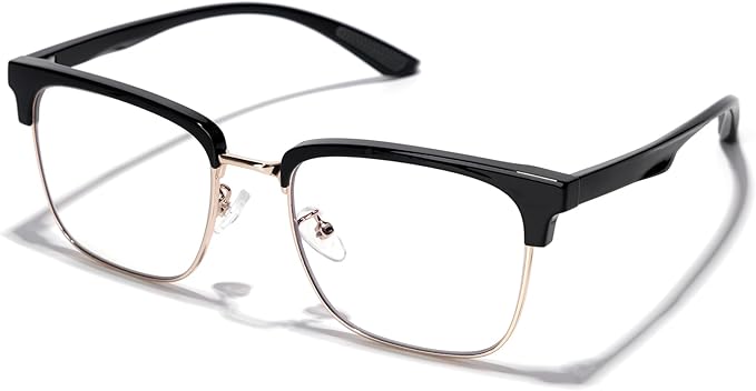 Blue Light Glasses Men Rectangle Large Browline Computer Gaming Glasses