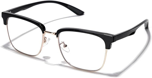Blue Light Glasses Men Rectangle Large Browline Computer Gaming Glasses