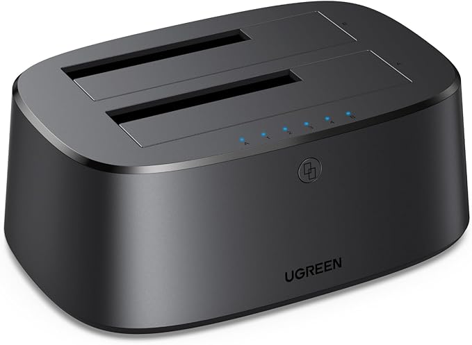 UGREEN Dual-Bay Hard Drive Docking Station for 2.5 & 3.5 SSD HDD Up to 48TB , USB C 3.0 to SATA I/II/III Hard Drive Enclosure Reader with Offline Clone and Duplicator Function Tool Free Installation