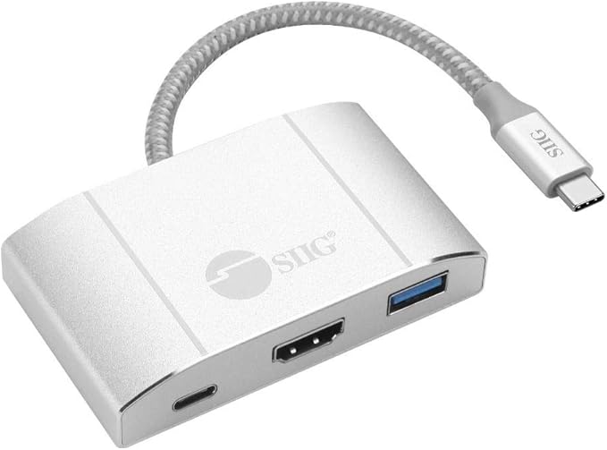 SIIG USB-C Hub with 4K 30hz HDMI, 85W Laptop Charging, and 3X USB 3.1 Gen 1 Type A Ports - 5-in-1 Video Adapter Docking Station - for MacBook Pro, Surface Pro 6/7 and USB-C Laptops (JU-H30612-S2)