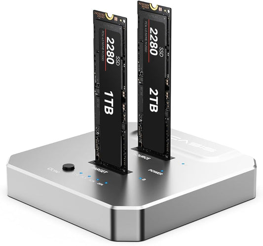 ACASIS 20Gbps M.2 NVMe SSD Cloner & Docking Station, Dual-Bay Offline Duplicator with Aluminum Heat Dissipation Enclosure, Tool-Free USB Adapter for M Key PCIe NVMe SSD Reader