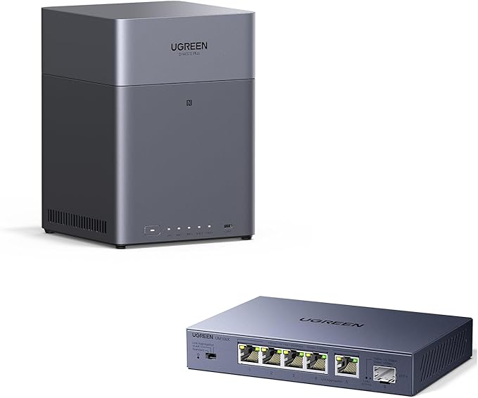 UGREEN NASync DH4300 Plus 4-Bay Desktop NAS Bundle with 2.5gb Switch