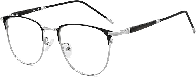 GUDVUE Blue Light Glasses, Computer/Gaming/TV/Phones Glasses for Women/men, Anti Glare/UV400/Eye Strain, Shiny Gunmetal