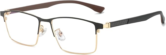 Cyxus Carbon Fiber 99% Blue Light Glasses Men Women, 23g Semi-rim Square Frame for Computer Gaming 8146