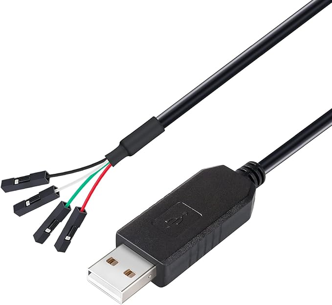 DTECH USB to TTL Serial Adapter 3.3V Debug Cable TX RX Signal 4 Pin Female Socket PL2303 Prolific Chip Windows 10 8 7 XP Vista (3ft, Black)