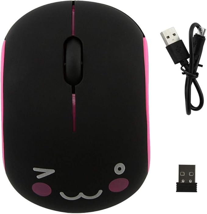 3C Light 2.4GHz Wireless Cute Small Silent Portable Mini Rechargeable Optical Mouse - 3 Buttons, Cordless for Laptop, Desktop, PC, Notebook (Red)