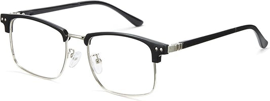 Cyxus Blue Light Blocking Glasses for Men Women, Half Rim Square Metal Frame Computer Gaming Glasses, Lightweight 8133