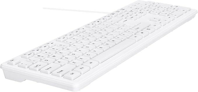 MCSaite Wired White USB 104 Keys Computer Keyboard with Stands,Waterproof - US Layout Compatible for Windows, PC, Laptop