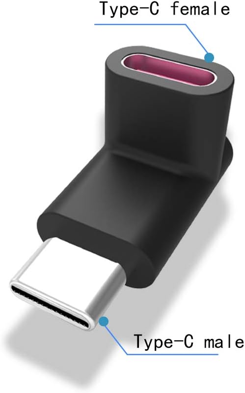 90 Degree Right Angle Type-C Male to Type-C Female Adapter 100W 40G,up and Down 90 Degree Type-c Plug to Jack Expansion Adapter is Suitable for Notebook Computers, Tablet Computers and Mobile Phones