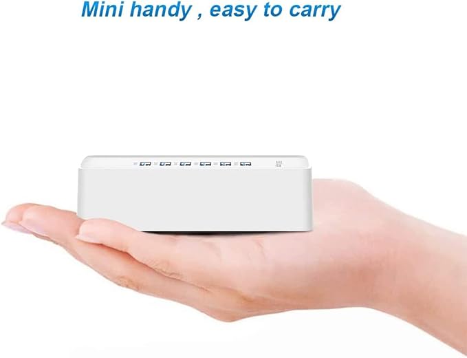 USB Fast Charger, 6-Port Portable Charging Station, Suitable for Various Devices, Compatible with iPhone, iPad, Samsung, Google, Xiaomi, Huawei and Other USB Charging Devices