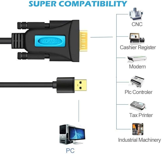 USB 2.0 to Serial Adapter USB RS232 Cable Converter DB9 with Prolific Chip Gold Plated for Win10/8.1/8/7/Vista/XP/2000/Andorid/Linux/Mac OS X10.6 & Above (Prolific-6ft)
