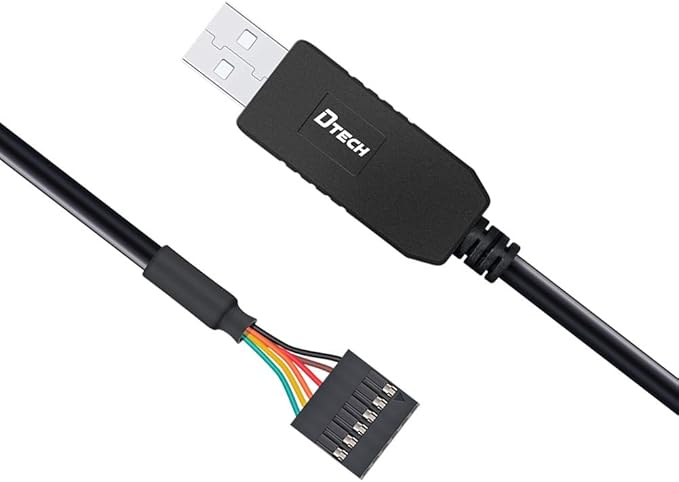DTECH 6ft USB to TTL Serial Cable 3.3V 6 Pin UART Adapter Genuine FTDI FT232RL Chip Debug Cord Compatible with Windows 11 10 8 7 Linux MAC OS 6Pin 3v3 Level Signal 2.54mm Dupont Female Header