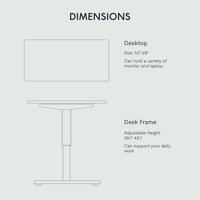 FLEXISPOT EN2 55''x28'' Electric Standing Desk with PC Stand Bundle, 1" Whole-Piece Desktop, Easy-to-Install Hanging Design PC Mount, Bundle for Home Office, Game & Small Spaces, Black