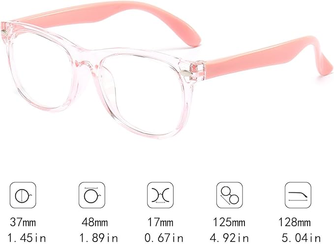1 Pack kids Blue Light Blocking Glasses For Girls And Boys Computer Blue Light Blocking Glasses For Age 3-11 (Light pink)
