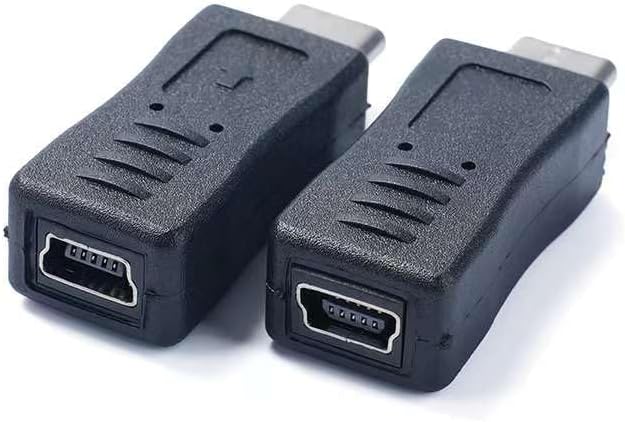 USB C to Mini USB Adapter, 2 Pack USB Type C Male to Mini USB Famale Converter Adapter Suitable for Phone and Tablet(TypeC Male/Mini Female)