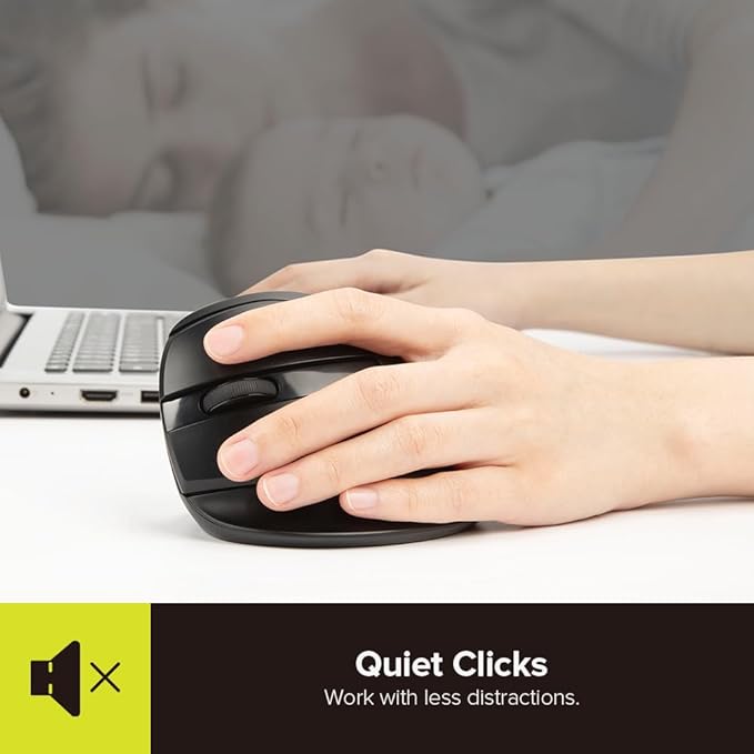 DELUX Left Handed Ergonomic Mouse, Mini Wireless Vertical Mouse, Silent Click Ergonomic Mouse, Up to 4000 DPI, 6 Buttons, Rechargeable, Bluetooth/2.4G/ Wired, Tri-Mode for Laptop/PC (M618ZD-Black)