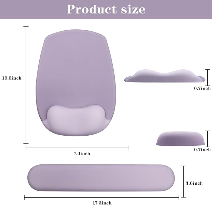 Wrist Rest for Keyboard and Mouse, Ergonomic Gel Computer Keyboard Wrist Rest with Memory Foam, Keyboard Wrist Support Pad for Long Hours of Work, Gaming, Studying-Relieve Wrist Pain (GD-Purple)