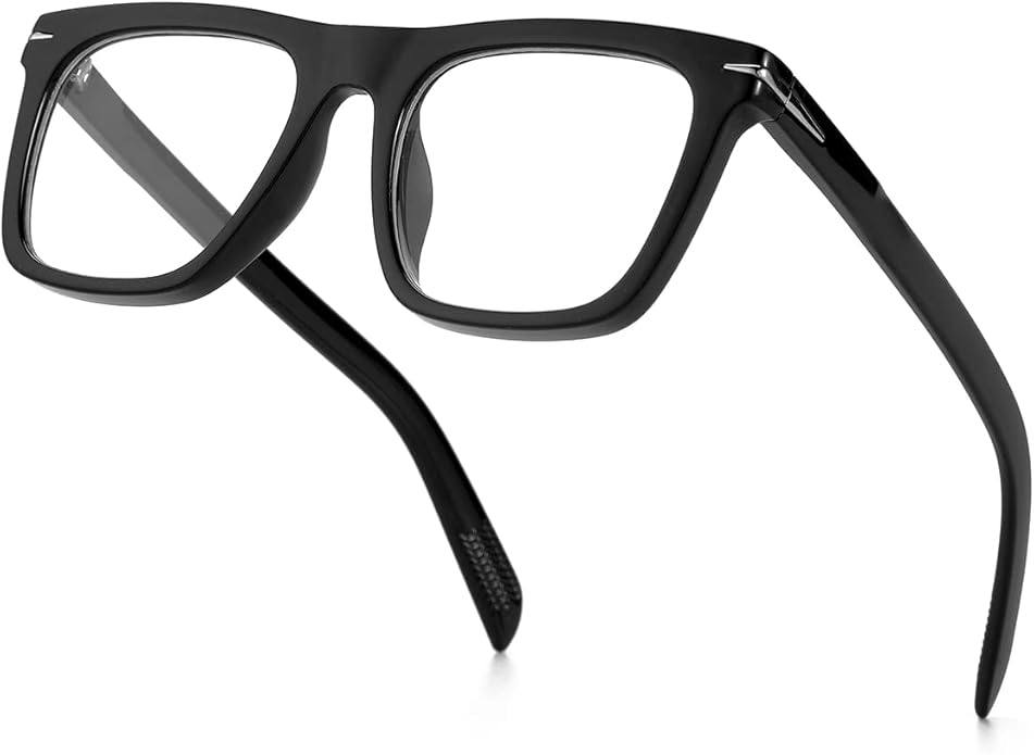 Gleyemor Blue Light Glasses for Men Women Trendy Square Frame Blue Light Blocking Lens Computer Glasses