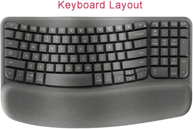 Silicone Keyboard Skin Cover Compatible for 2023 Logitech Wave Keys Wireless Ergonomic Keyboard & Logitech Wave Keys MK670 Keyboard Protector (Black)