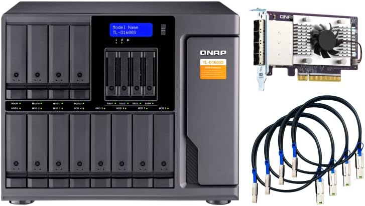 QNAP TL-D1600S 16 Bay SATA 6Gbps JBOD Storage Enclosure.PCIe SATA Interface Card (QXP-1600eS) Included