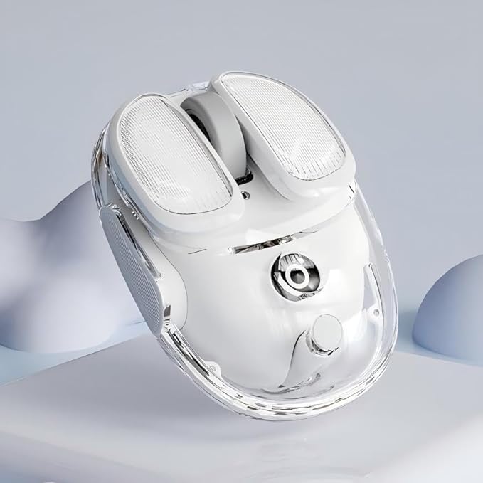 EWEADN Q9 Wireless Clear Mouse Dual Mode Bluetooth & 2.4G USB Computer Mouse with RGB Lighting, Silent Clicks, Multi-Device Compatibility for Laptop, PC, MacBook, iPad Cute Mouse-White