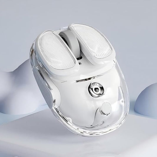 EWEADN Q9 Wireless Clear Mouse Dual Mode Bluetooth & 2.4G USB Computer Mouse with RGB Lighting, Silent Clicks, Multi-Device Compatibility for Laptop, PC, MacBook, iPad Cute Mouse-White