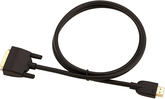 Amazon Basics HDMI to DVI Adapter Cable, Bi-Directional 1080P, Gold-Plated Connectors, 3 ft/0.9 m, Black